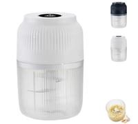 2026 Upgraded Electric Garlic Crusher, 350ml Mini Food Chopper with 6 Stainless Steel Blades, Cordless Portable Garlic Mincer with Lid & Egg Beater (White-3 blade)
