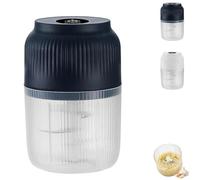 2026 Upgraded Electric Garlic Crusher, 350ml Mini Food Chopper with 6 Stainless Steel Blades, Cordless Portable Garlic Mincer with Lid & Egg Beater (Blue-3 blade)