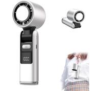 2026 Upgraded Handheld Turbo Fan with Ice Cooler, Portable High Speed Handheld Small Fan, Ac-Like Gel Pad Tech, LED Display, USB Rechargeable Mini Portable Hand Fans for Travel, Outdoor (White)
