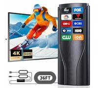 2026 Upgraded Indoor Outdoor TV Aerial, High Gain Digital Aerial with Signal Booster & Amplifier, Receive Local Channels in 4K 1080P HD, for Smart TV and Older TV Models, 36ft Cable(Jet Black)