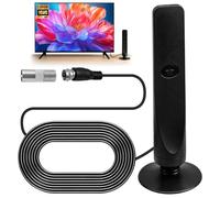 2026 Upgraded Indoor TV Aerial for Smart TV - 50 Miles Long Range Digital TV Antenna with Signal Booster, Supports 4K 1080P HD Freeview, Suction Cup Base & Coaxial Cable for Home Caravan