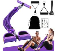 2026 Upgraded Multifunction Pedal Resistance Band, 4 Tube Adjustable Resistance Bands with Handle for Abdomen, Arm, Core/ABS, Leg Training, Portable Home Gym Equipment for Men Women