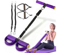 2026 Upgraded Pedal Resistance Bands with Handle, 50/75/100 lbs Pedal Puller, Foot Anchor & Ab Roller with Resistance Bands, Multifunction Tension Ropes for Exercising Tummy Full Body (Purple, 75LB)