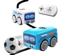 2026 Upgraded Rc Remote Control Sensor Car - Magic Mini Rc Bus, Cartoon Vehicle for Kids Desktop Play, Automatic Avoidance Patrol Line Driving Desktop Car Toys for 3+ Year Old (Blue)