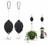 2026 Upgraded Retractable Plant Hanger,Plant Pulleys for Hanging Plants,Easy to Raise and Lower,Quick Lock,Heavy Duty,Adjustable Hook for Garden Baskets Pots,Birds Feeder(2Pcs,25kg Capacity, 160cm)