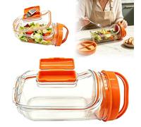 2026 Upgraded Salad Container with Fork & Storage Slot, Side-Opening Salad Jar for Lunch, Leakproof Salad Shaker Cup with Dressing Compartment, Portable Meal Prep Jar for Work, Picnic, Gym (Orange)
