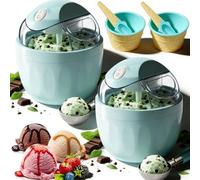 2026 Upgraded Small Home Mini Ice Cream Maker, 17oz Electric Personal Ice Cream Maker, 15 Minutes Single Soft Serve Ice Cream Maker for Home, Kids, Kitchen (2PCS-Blue)