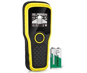 2026 Upgraded Smart Automatic Stud Finder, 5-in-1 Electronic Wall Scanner Detector with LCD Display & Audio Alarm, Stud Sensor Beam Detector for Wood Wire Metal Stud Cable Joist Detection, Yellow