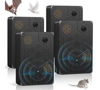 2026 Upgraded Ultrasonic Bat Repellent for Attic,4 Pack Rechargeable Bat Deterrent Device,Humane Sonic Bat Repeller to Keep Bats Away from House & Barn,Bat Fortress Mini Alternative Black