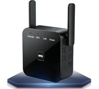 2026 Upgraded WiFi Extender Booster, Internet Booster with 2 Antennas & Ethernet Port, WiFi Booster Range Extender, Coverage Up to 3000 Sq.Ft and 45 Devices (Black)