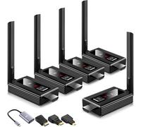 2026 Upgraded Wireless HDMI Transmitter and 4 receivers,Multi-TV Extender,5.8G/ 2.4G,165FT/50M,Plug and Play,HDMI Wireless Splitter transfers of Videos from Laptops/Camera to Multiple TVs/Monitors