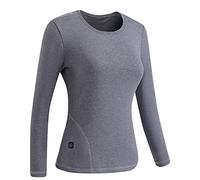 2026 Upgraded Womens Heated Tops Electric Thermal Underwear Long Sleeve Sweatshirt Heated T-Shirts Soft Jumpers Slim Fit Lightweight Blouses Winter Warm Cotton Gilet Sports T-Shirt Breathable Gray