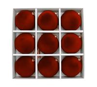 2026 Velvet Christmas Baubles, 9 Pieces, 8 cm, Flocked, Shatterproof, for Christmas Party Home (Red, 25.7 x 25.7 x 8.4 cm)