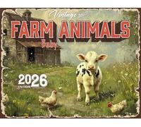 2026 Vintage Baby Farm Animals Wall Calendar 16-Month X-Large Size 14x22, Country Calendar by The KING Company-Monster Calendars