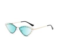 2026 Vintage Cat Eye Damen Diamant Sonnenbrille Randlose Ozeanlinse Weibliche Dreieck Strass Sonnenbrille Shades UV400