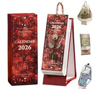 2026 Vintage European Style Oil Painting Flip Calendar, Elegant Daily Desktop Flip Calendar, with Butterfly Charms, Vintage Desk Planner Memo Journal For Office, Home, And Art Lovers (Red)