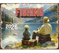 2026 Vintage Fishing Wall Calendar 16-Month X-Large Size 14x22, Classic Retro Fishing Calendar by The KING Company-Monster Calendars
