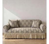 2026 Vintage Jacquard Sofa Covers With Ruffle Skirt Stretch Couch Covers Country Style Sofa Slipcover Furniture Covers For Armchair Loveseat Sectional Sofa(Khaki,3 seaters(190-230cm))