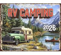 2026 Vintage RV Camping Wall Calendar 16-Month X-Large Size 14x22, Retro Camping Calendar by The KING Company-Monster Calendars