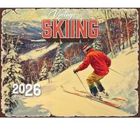 2026 Vintage Skiing Wall Calendar 16-Month X-Large Size 14x22, Retro Skiing Calendar by The KING Company-Monster Calendars