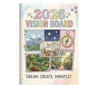 2026 Vision Board - 11.2-inch Vision Recording Manual With Clip Art | 12 Month Goal Planner, Visions Board Clipart Book For Students, Entrepreneurs, Ensei