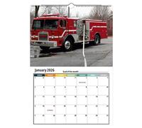 2026 Wall Calendar 12 Month - 12 Month Fire Truck Wall Calendar,Modern Spiral Binding Schedule Planner Decoration for Apartment Family School Dormitory Living Room Bedroom Classroom