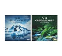 2026 Wall Calendar, 2 Pack, Monthly View, Traditional Square Calendar Month View Wall New Year Gift (Blue World & Our Green Planet)