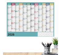 2026 Wall Calendar, 29 X 20 Inch Large Planning Notebook With Tip Labels, Offices Wall Calendar, For Reading Health Mental Study School Task Home Vacation Party Birthday Travel