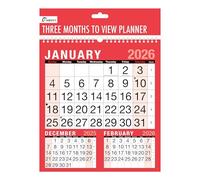 2026 Wall Calendar - 3 Months to View Spiral Bound Planner with Holidays & Notable Dates | Monthly Wall Planner for Home, Office, Business or School