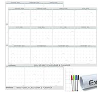 2026 Wall Calendar 32" x 48", Large Rolled Wet & Dry Erase Wall Calendar 12 Month, Yearly Laminated Calendar, Reversible Annual Planner, Horizontal/Vertical-Minimalist Gray