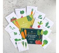 2026 Wall Calendar, A5 opens to A4, includes 12 packets of seeds, sowing guide & gift box. Grow Your Own Vegetable, Salad & Herb
