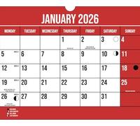 2026 Wall Calendar Easy View Planner 1 Month Per Page Hanging Spiral Bound Red