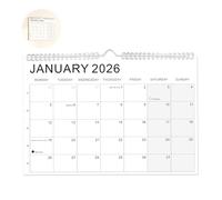2026 Wall Calendar - Family wall calendar with monthly view, includes holidays & Julian dates, 30 x 21 cm, spiral bound, thick paper, minimalist, easy to write, ideal for home, office & students.