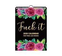 2026 Wall Calendar, Fuck It Wall Calendar 2026 Funny Novelty Monthly Planner Calendar with Hanging Hook for Tired-Ass Women Twin Wire Spiral Binding Thick Pape Sweary Calendar (A)