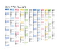 2026 Wall Calendar, Full Year 365-Day Planner, Big Ass Calendar 33" x 23" Open, Year at a Glance with Stickers & Adhesive Sheet - Calendrier Mural/Wandplaner 2026 - Home & Office (Multicolour_03)