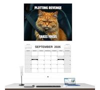 2026 Wall Calendar Funny,Angry Cats Calendar 12-Month - January - December 2026, Wall Planner for School Office Living Room Home Family Scheduling