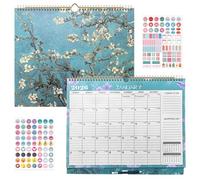 2026 Wall Calendar, Jan-Dec 2026 Calendar UK, 7 Columns Layout, Weekly Wall Planner with 155 Planning Stickers, Twin-Wire Binding, 12-Month Calendar for Home, School, Office Scheduling, 38 × 32 cm