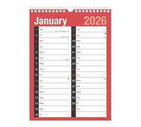 2026 Wall Calendar Large Print Month to View Red - A4 Clear Layout Monthly Planner - Wirebound Wall Hanging Calendar 2026 UK - Home Business Office Students Family