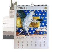 2026 Wall Calendar,Medieval Cats Full Year Calendar - 2026 Hangable Funny Planner Reminder Annual Schedule for Daily Use Kitchen Workplace Home School Holiday Celebration Birthday Men Women