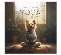 2026 Wall Calendar Month to View Planner - Large Hanging UK Wall Calendar with Cute Dogs & Cats Designs - Includes UK Bank Holidays - Ideal for Home Office Work & Pet Lovers (Yoga Animals - Dog Cover)