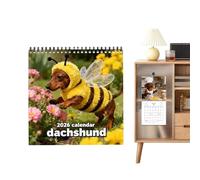 2026 Wall Calendar, Monthly Dachshunds 12 Planning Tool | Monthly Wall Planner 2026 | For Appointments Holidays Bedroom Meeting Room Kitchen Fridge Desk