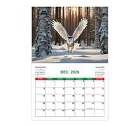 2026 Wall Calendar - Monthly Owl Calendar Planner,Jan - Dec 2026, Animal Pattern, Planner for Workplace School Gym Scheduling Planning