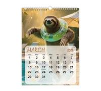 2026 Wall Calendar, Monthly Planner, 12 Sloth Skier - 21 x 28 cm Wall Calendar with Skier Sloth Art | For Home Office Dormitory Apartment Living Room School A