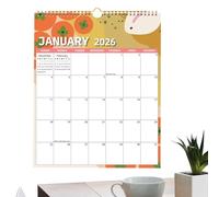 2026 Wall Calendar - Monthly, Weekly, Daily Large Grid, 12 Month Paper Calendar | Food Tycoon Green Leaf Design, 37x29.5cm 14.57x11.61 Inch Lightweight 220g Id