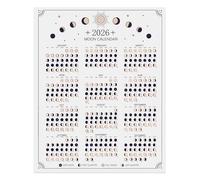 2026 Wall Calendar - Moon Phases Poster, 11 x 14 inches Hangable Full Moon Cycle Lunar Calendar, Moon Tracker Wall Art Poster, Astrology Calendar Decorations, Moon Lover Gifts (White)