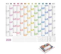 2026 Wall Calendar Planner, Large Notebook Organizer, 29.1x20.6 Inches Schedule Board, Thick Paper Decor with Smooth Writing, Home Planner with Easy Viewing Layout, Birthday Tool for Daily Use