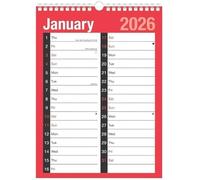 2026 Wall, Desktop Planners and Calendars A4 Large 2 Column Spiral Bound Wall Planner Month to View