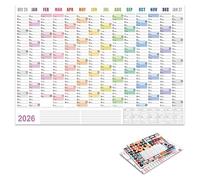 2026 Wall Mounted Calendar Yearly Planner Full Year To View 2026 Home Office Organiser Planners (74x52.5cm) English Annual Planner