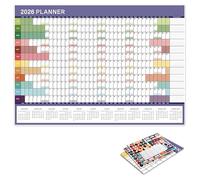 2026 Wall Mounted Calendar Yearly Planner Full Year To View 2026 Home Office Organiser Planners (74x52.5cm) English Annual Planner