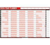2026 Wall Planner A1 Large 85cm X 58cm Laminated 2026 Wall Year Planner With Stickers, Adhesive Dots & Dry Wipe Pen - Red & Black, Calendar 2026 for Home, Office, Business or School